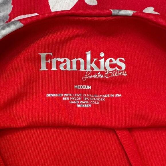 Frankies Bikinis Janelle One-Piece Swimsuit Red Floral Azalea Cheeky Cut Size M - Picture 6 of 9